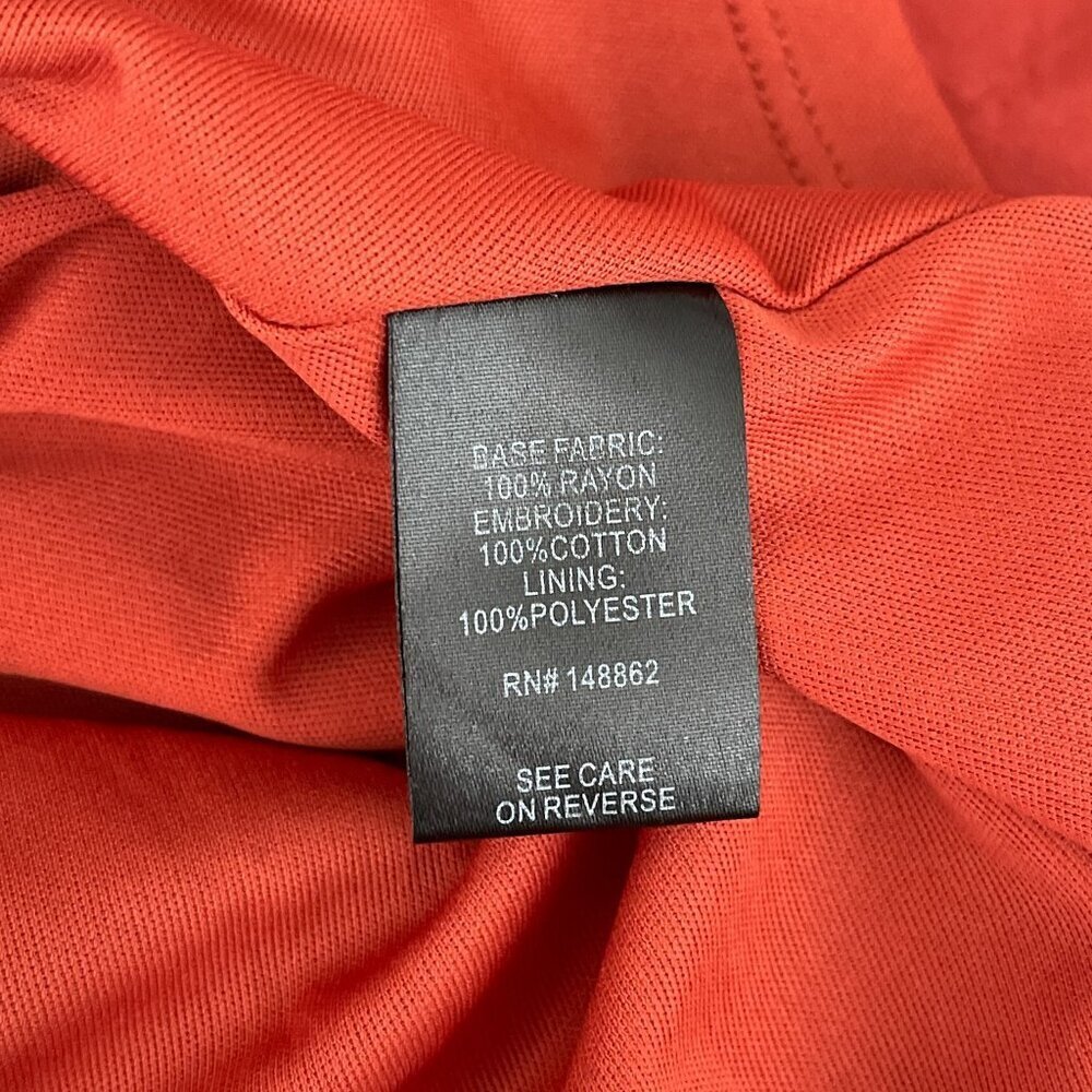 Torrid Embroidered Coral Orange Floral Circle Skirt Elastic Pockets Lined 00 M/L - Picture 5 of 10